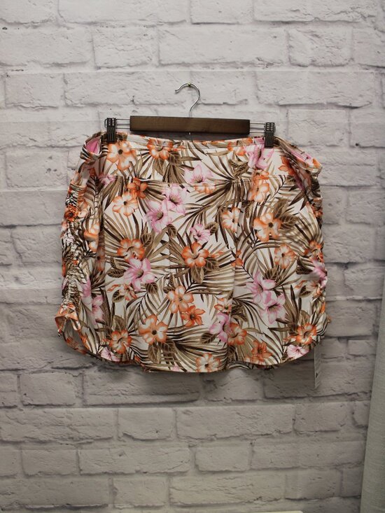 Lands' End Other - Lands' End Plus 24W Pink Tropical Palm Floral Print Ruched Swim Skirt